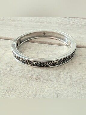 Brighton "Crystal Rocks" Silver Hinged Thin Bangle Bracelet